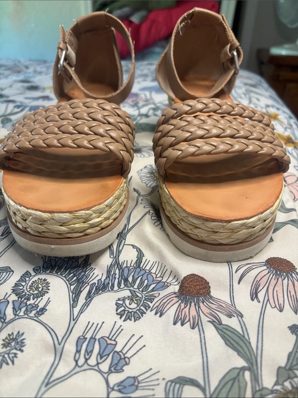 Dolce vita Braided Platform Espadrille Sandals Nude Ankle Strap Women’s size 9 W